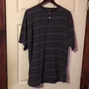 Nautica Blue Striped Patterned 1/4 Button Sleep Shirt Mens XL